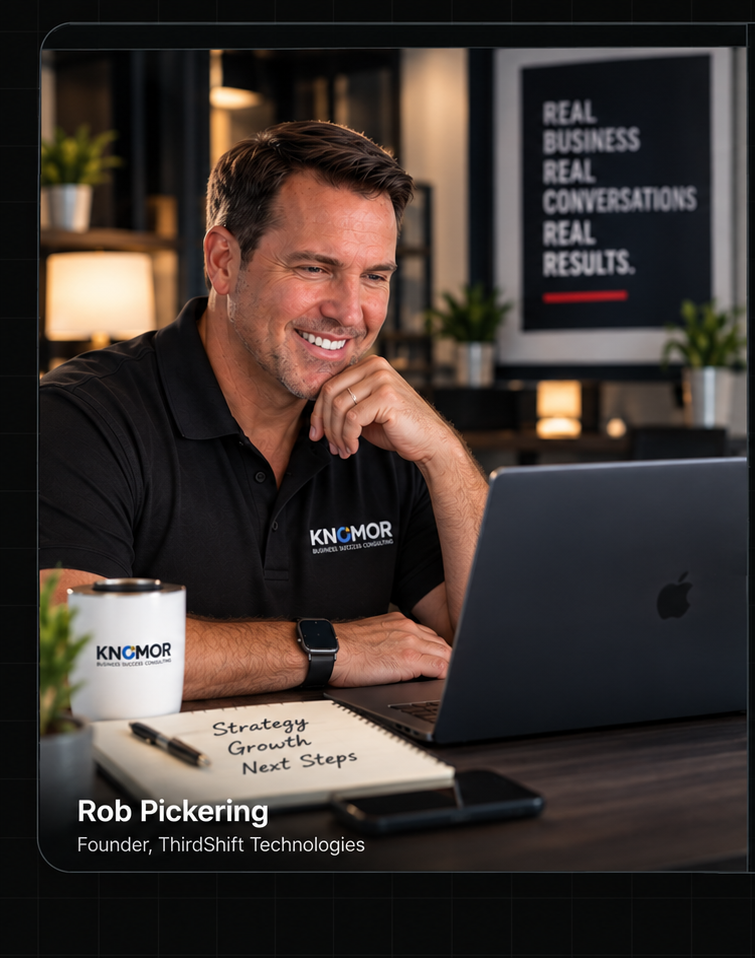 Rob Pickering reviewing a business consultation at his desk